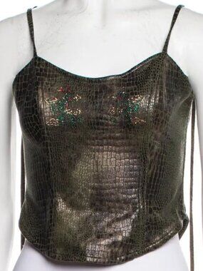 Kim Shui Crocodile/Snake Skin Lace-Up Bustier Corset Top – Adjustable Fit, Desig